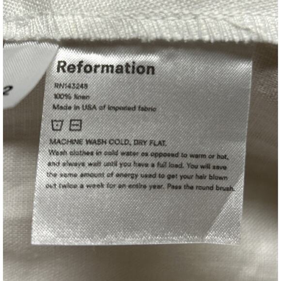 *NEW* REFORMATION Women’s 22W Sun Dress White Linen Button TORI Smocked Pockets - Picture 9 of 9